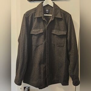 Cutter&Buck Men's Gray Long Sleeve Button Down Wool Blend Shirt Jacket - Size L